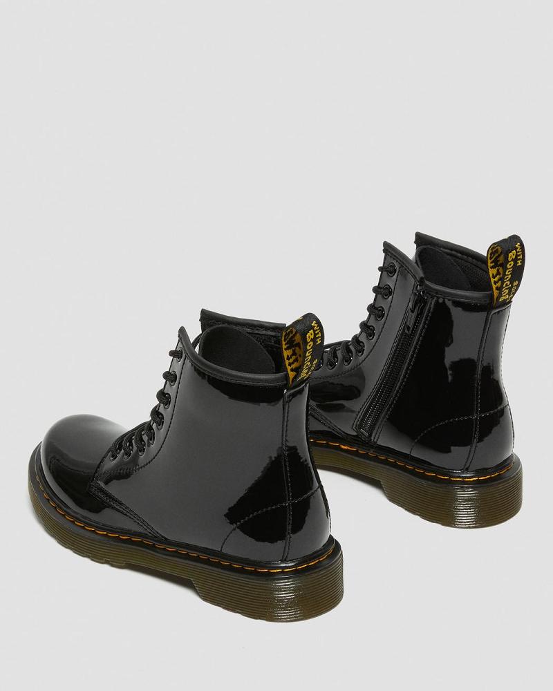 Black Kids' Dr Martens Junior 1460 Patent Leather Lace Up Boots | CA 685RVD